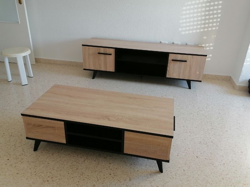 Foto de cliente de Mesa De Centro Wayne Estilo Moderno Con Cajones Y Estante 107x50 cm