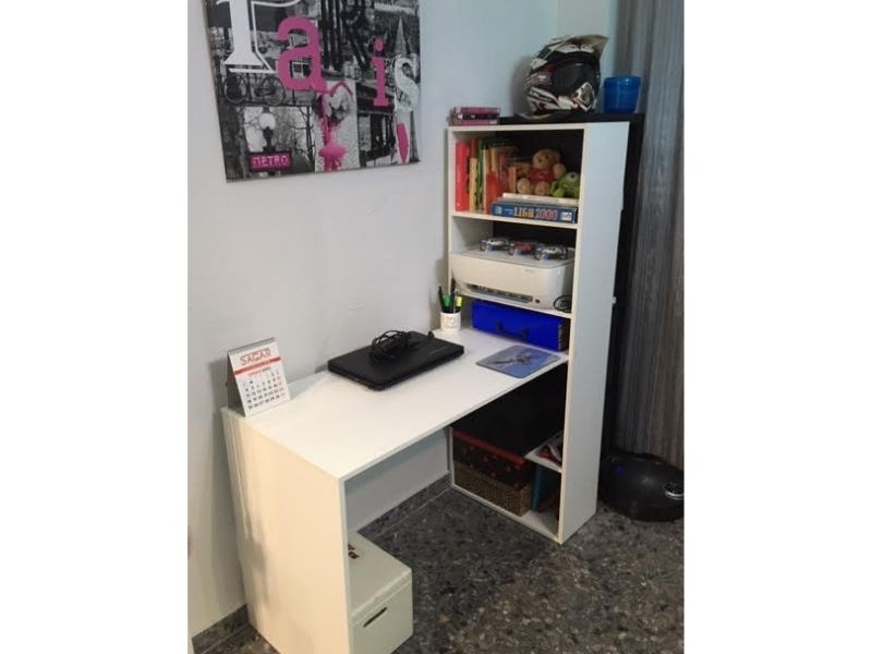Foto de cliente de Mesa de escritorio con estanteria reversible Duplo Blanco 120 cm