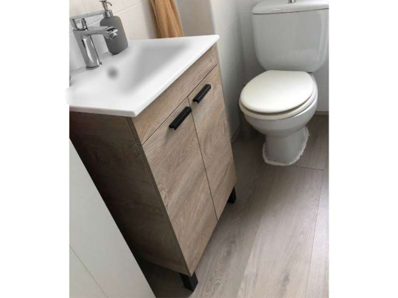 Foto de cliente de Mueble de Baño Pack Roble Alaska con Columna (Incluye Lavabo y Espejo)