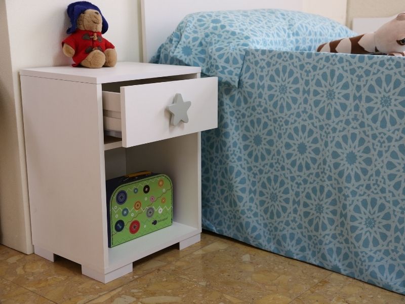 Foto de cliente de Cabecero de Cama de 90 y Mesita Infantil Star Dormitorio Blanco Gris