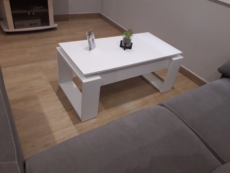 Foto de cliente de Mesa de centro elevable blanca Square 105x55 cm