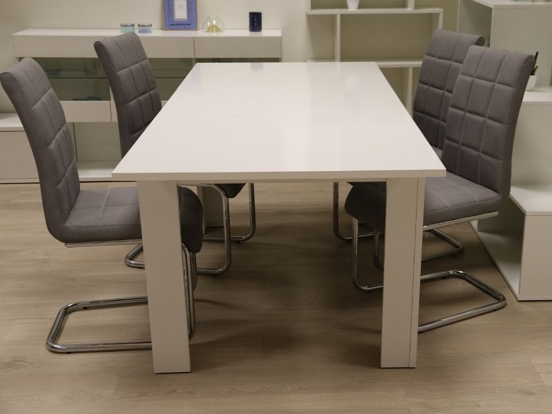 Foto de cliente de Mesa De Comedor Extensible Salón Comedor Color Blanco Brillo 140-190x90 cm
