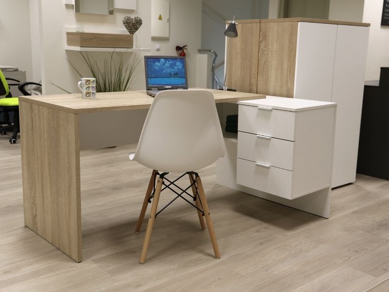 Foto de cliente de Mesa oficina escritorio office roble y blanco 145 cm