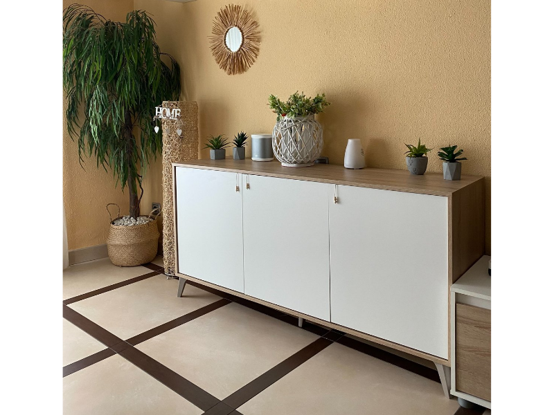Foto de cliente de Aparador Kikua Plus 3 puertas roble blanco 154 cm