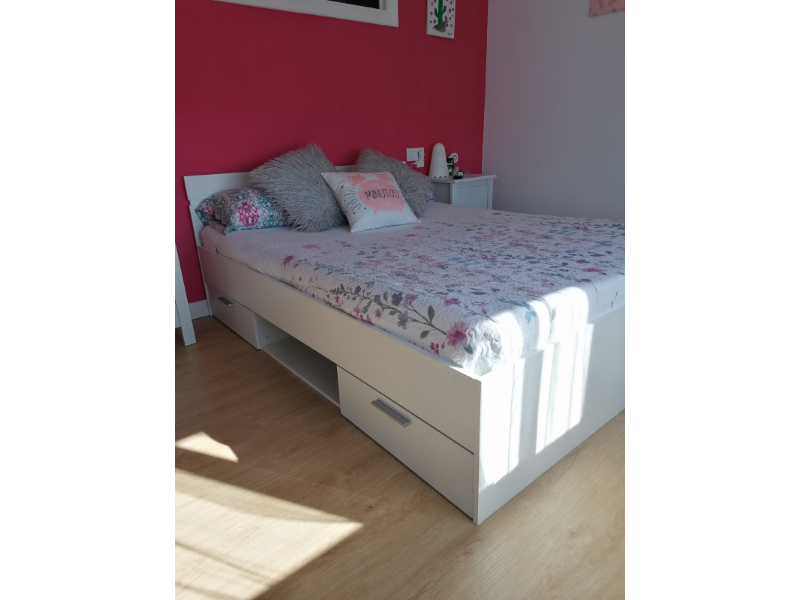 Foto de cliente de Cama Doble Michigan Color Blanco Con Cajones 135 O 140 cm