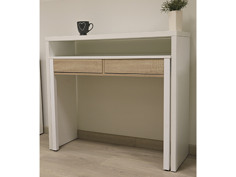 Foto de cliente de Pack para salón mueble mesa de centro y escritorio roble y blanco