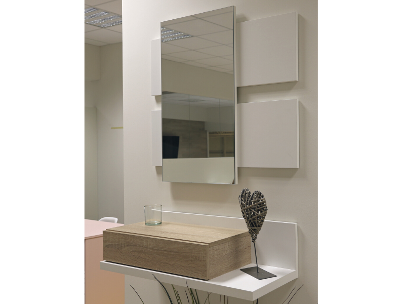 Foto de cliente de Mueble de Entrada Recibidor Moderno Tekkan con Espejo Blanco Y Roble 75 cm