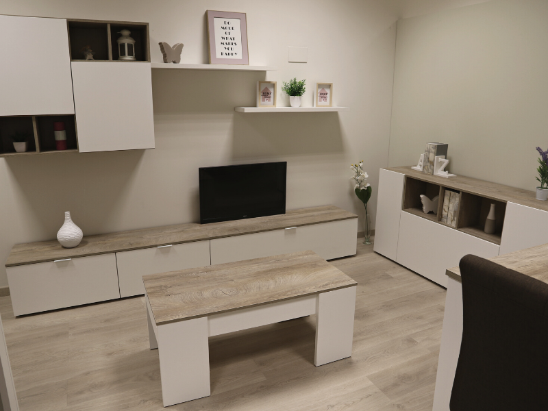 Foto de cliente de Aparador Comedor Loira 3 Puertas Blanco Y Roble Alaska 150 cm