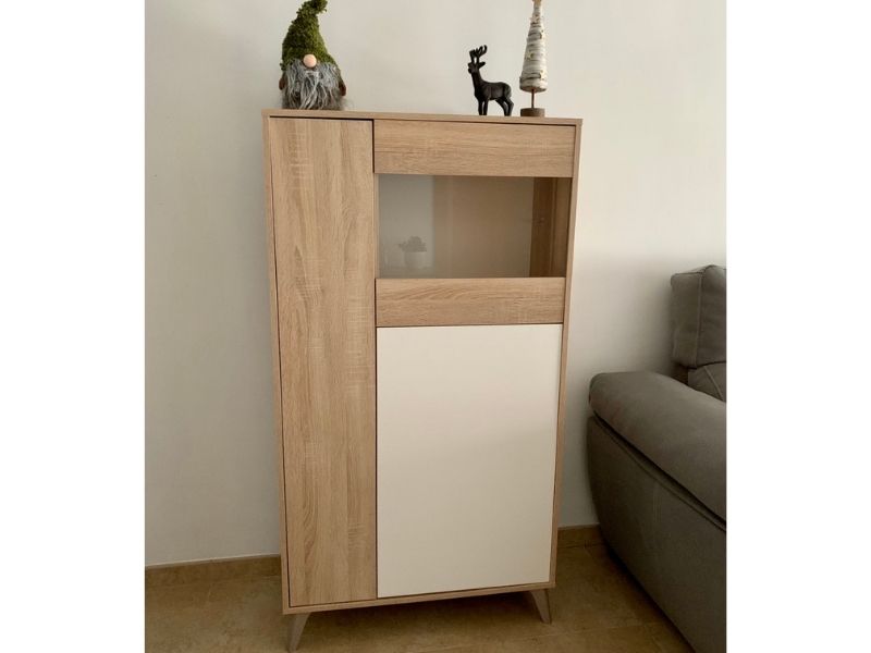 Foto de cliente de Vitrina Kikua Plus color roble y blanco salón 77x142 cm
