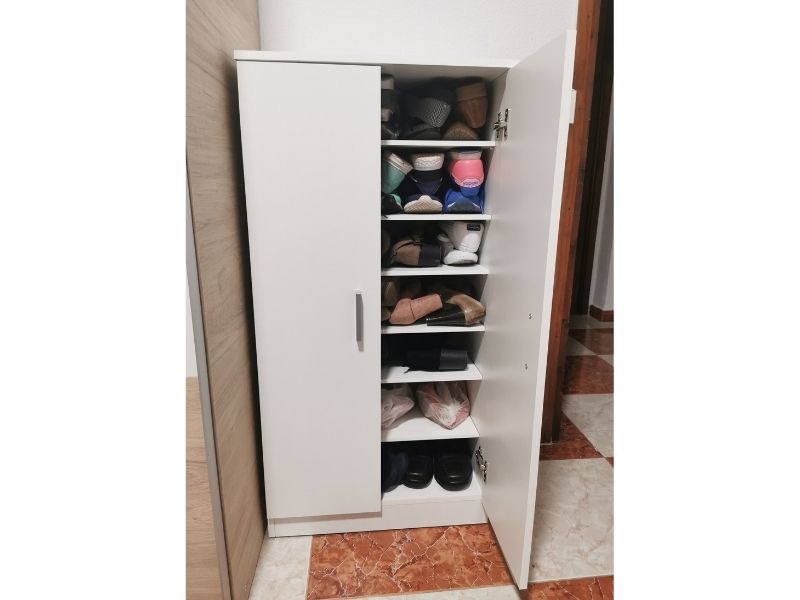 Foto de cliente de Mueble Zapatero Recibidor Armario Auxiliar Bajo Con 7 Baldas Color Blanco 55 cm