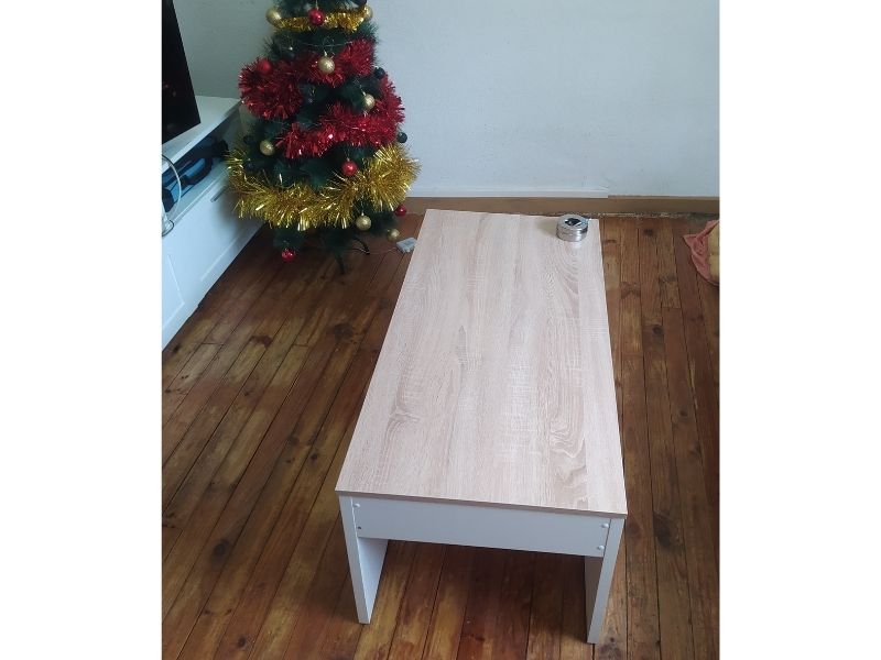 Foto de cliente de Mesa de centro elevable color roble canadian y blanco artik 102x50 cm