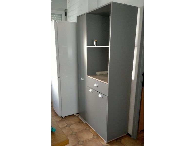 Foto de cliente de Mueble Buffet Alto Auxiliar Asfeld Con 3 Puertas Color Gris Grafito 90x180 cm