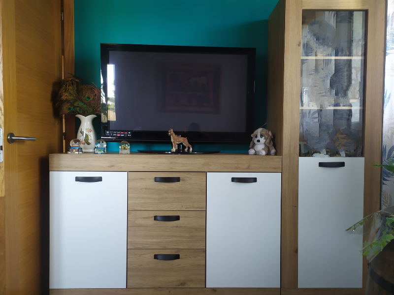 Foto de cliente de Aparador Argos Salón Comedor Moderno Color Blanco Mate Y  Roble Naturale 140 cm
