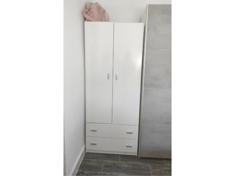 Foto de cliente de Armario Juvenil Turín Dormitorio Juvenil 2 Cajones Color Blanco Brillo 74x180 cm