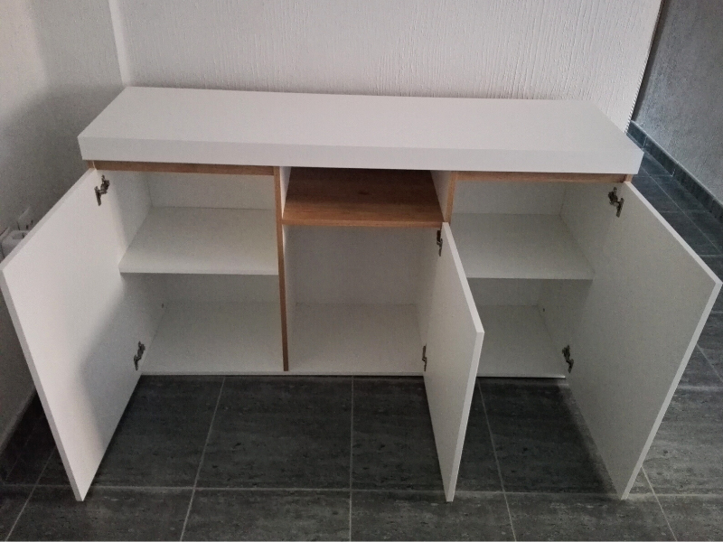 Foto de cliente de Pack Muebles De Salón Elis Estilo Nórdico Color Blanco Mate Y Naturale