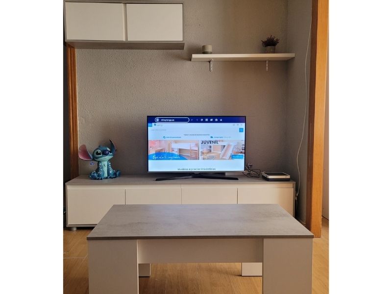 Foto de cliente de Mueble Salón Estilo Industrial Color Blanco Artik Y Gris Cemento 200 cm