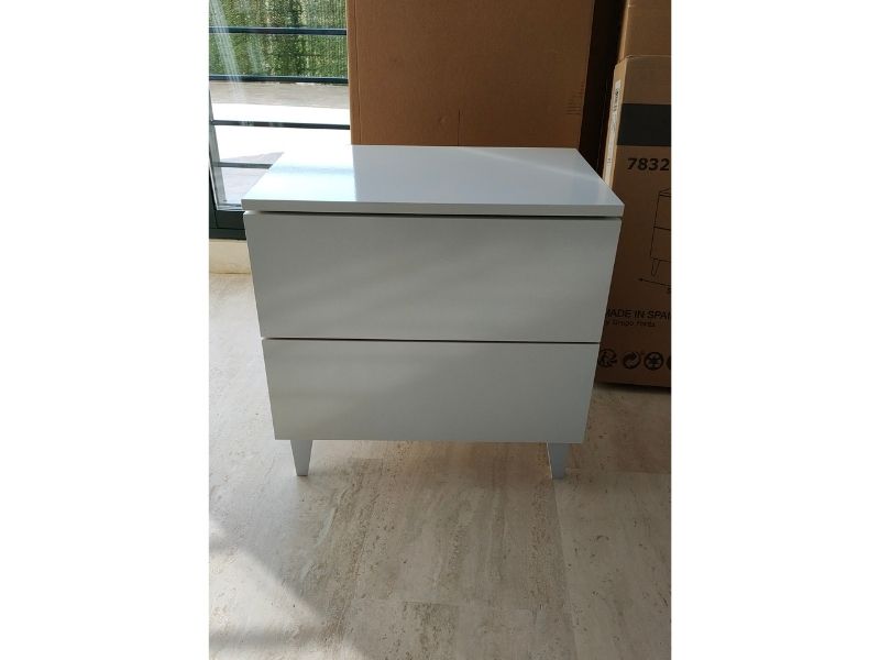 Foto de cliente de Mesita de Noche con 2 Cajones Blanco Brillo 50x49 cm