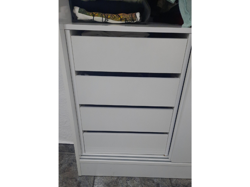 Foto de cliente de Cajonera de Armario Mueble Auxiliar Pequeño Blanco Brillo 4 Cajones 46x64x45 cm