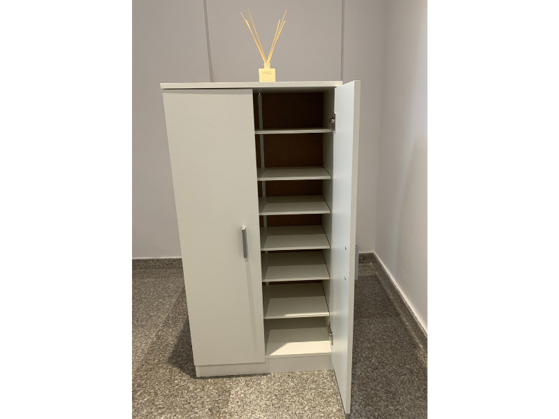 Foto de cliente de Mueble Zapatero Recibidor Armario Auxiliar Bajo Con 7 Baldas Color Blanco 55 cm