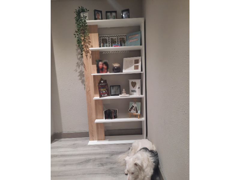 Foto de cliente de Estantería Alta Alida Estudio Oficina Color Roble Canadian y Blanco Artik 90x180x25 cm