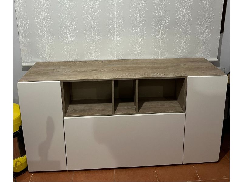 Foto de cliente de Aparador Comedor Loira 3 Puertas Blanco Y Roble Alaska 150 cm