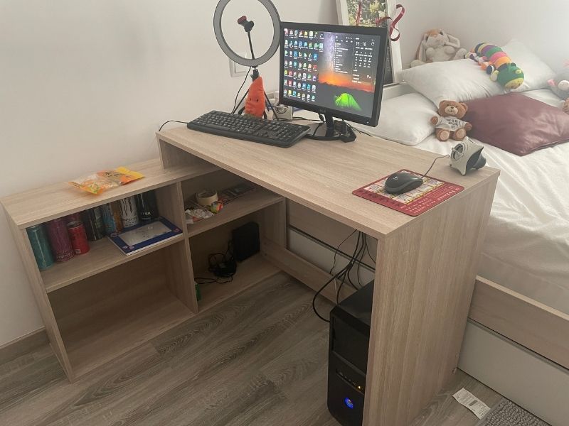 Foto de cliente de Mesa escritorio con estanteria baja Roble Shannon 112 cm