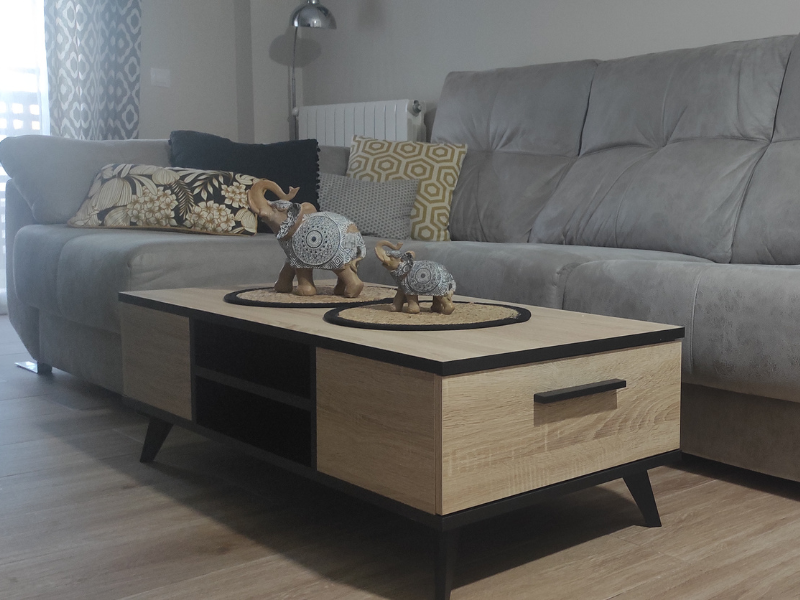Foto de cliente de Mesa De Centro Wayne Estilo Moderno Con Cajones Y Estante 107x50 cm