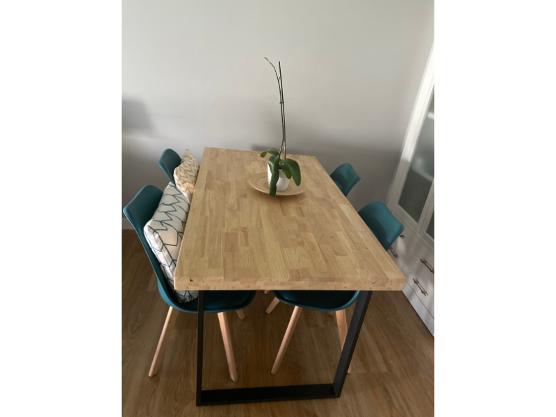 Foto de cliente de Mesa comedor fija Natural madera roble nordish salvaje industrial 140x80 cm