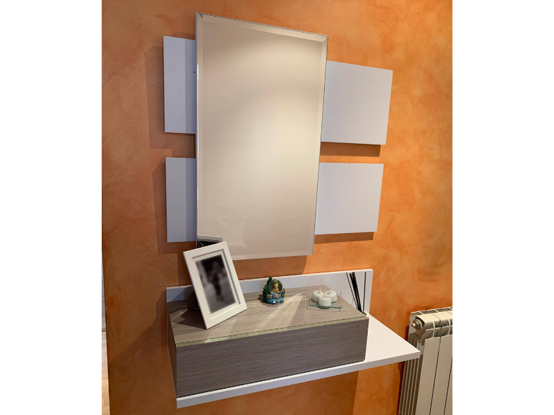 Foto de cliente de Mueble de Entrada Recibidor Moderno Tekkan con Espejo Blanco Y Roble 75 cm