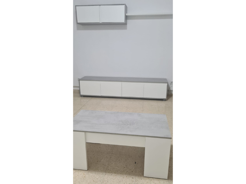 Foto de cliente de Mueble Salón Estilo Industrial Color Blanco Artik Y Gris Cemento 200 cm