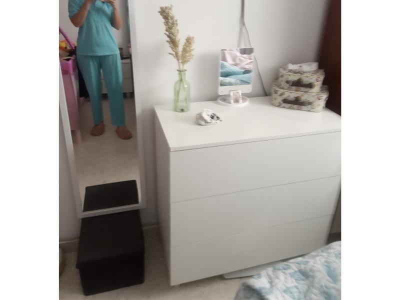 Foto de cliente de Cómoda De 3 Cajones Blanco Brillo 80x80 cm