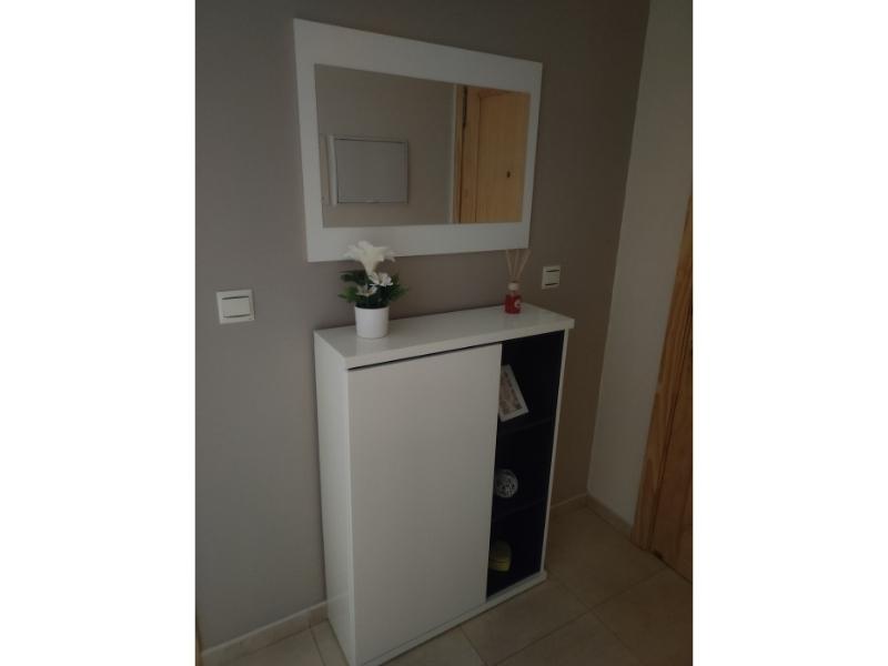 Foto de cliente de Mueble Zapatero Recibidor Blanco Brillo+ Espejo 79 cm