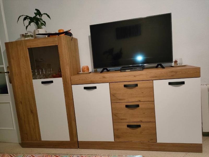 Foto de cliente de Aparador Argos Salón Comedor Moderno Color Blanco Mate Y  Roble Naturale 140 cm