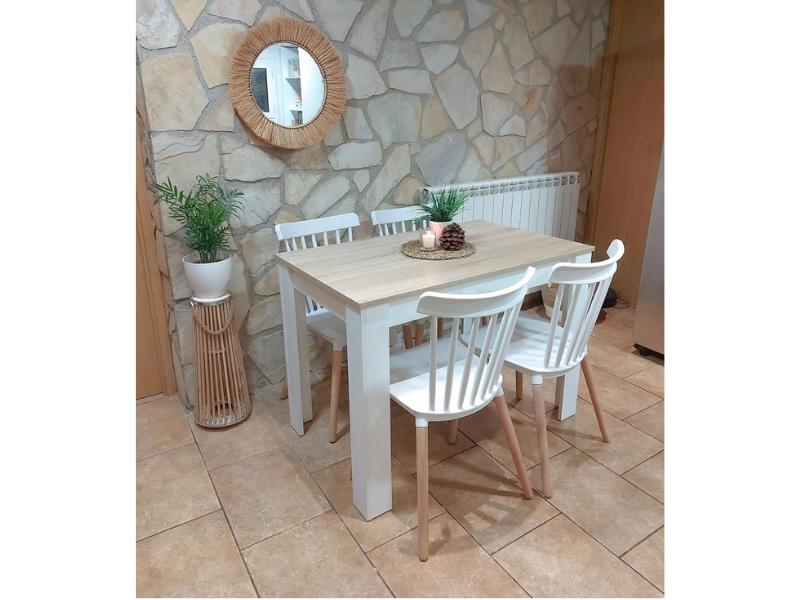 Foto de cliente de Mesa de cocina Cloe fija auxiliar roble y blanco 78x109x67 cm