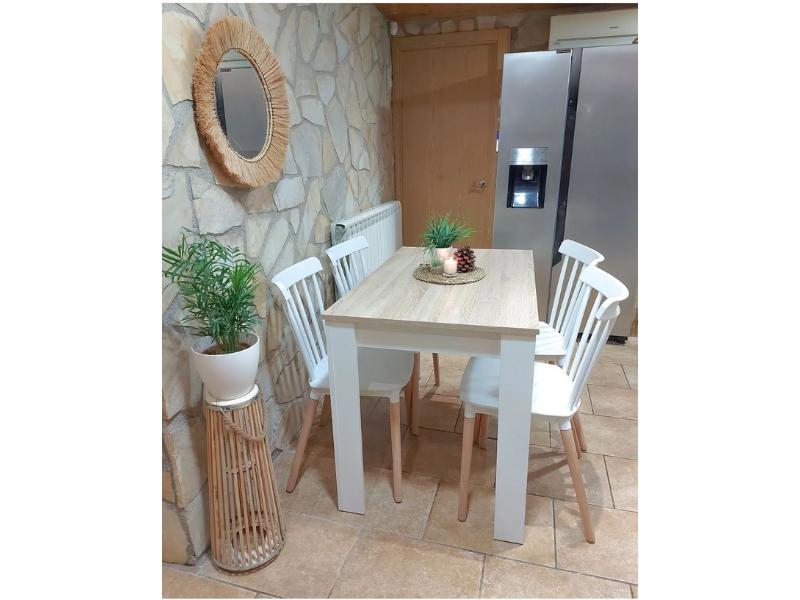 Foto de cliente de Mesa de cocina Cloe fija auxiliar roble y blanco 78x109x67 cm