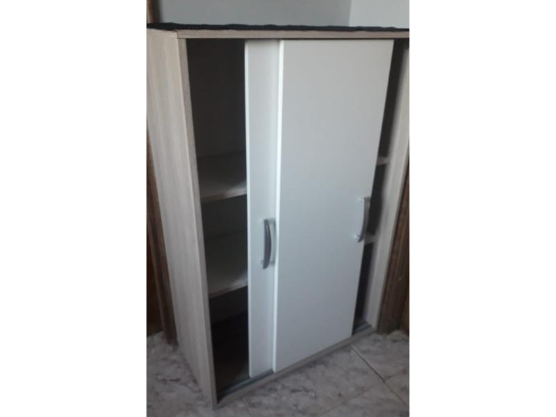 Foto de cliente de Zapatero 2 puertas correderas Blanco y Roble 68 cm