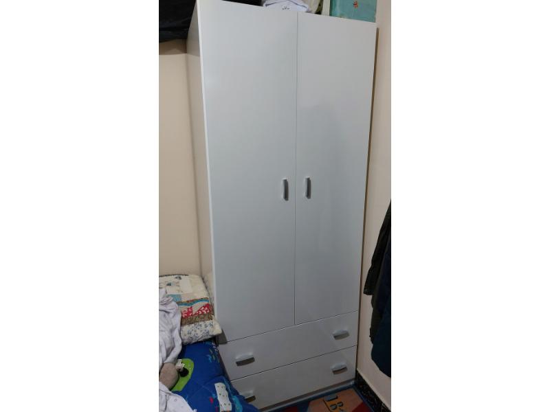 Foto de cliente de Armario Juvenil Turín Dormitorio Juvenil 2 Cajones Color Blanco Brillo 74x180 cm