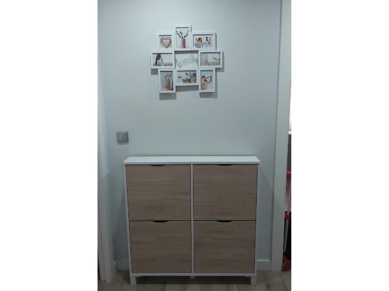 Foto de cliente de Mueble Zapatero Recibidor Pasillo Mary Blanco Y Roble 97 cm