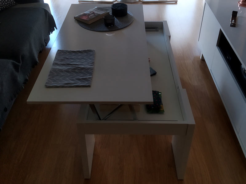Foto de cliente de Mesa de centro elevable Kendra Blanco brillo 100x50 cm
