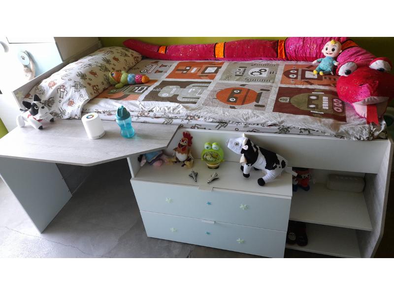 Foto de cliente de Cama Juvenil con Escritorio Valky Blanca y Gris 90x200/190 cm