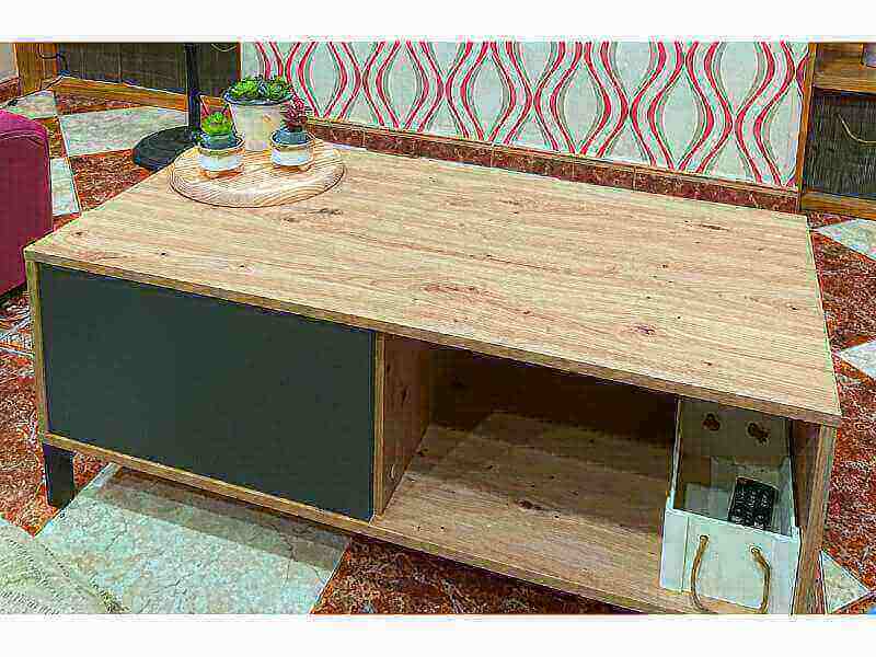Foto de cliente de Mesa de centro fija Brooklyn color Roble Nodi y Gris Antracita 100x50 cm