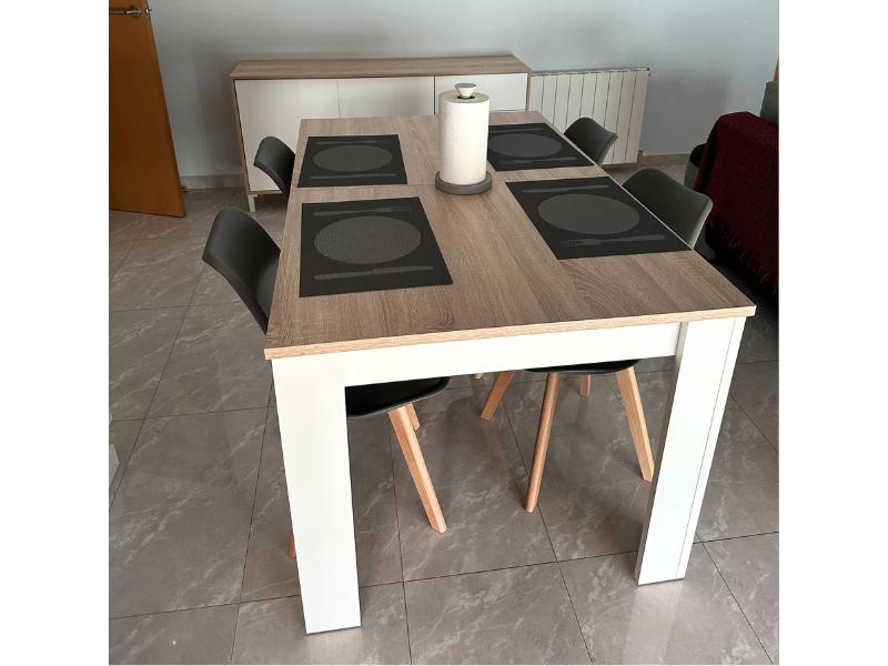 Foto de cliente de Mesa De Comedor Kendra Extensible Color Blanco Artik Y Roble Canadian 140-190x90 cm