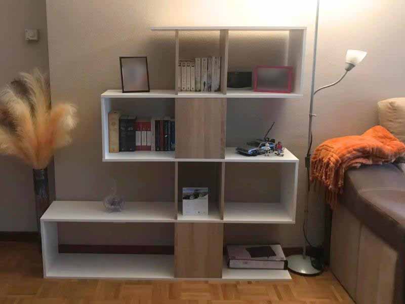 Foto de cliente de Estantería o librería Zig-zag en color roble canadian y blanco 145x145x28 cm