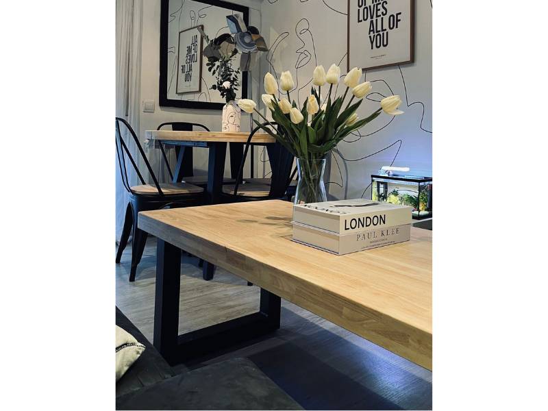 Foto de cliente de Mesa centro Loft elevable madera roble nordish salvaje industrial 120x60 cm