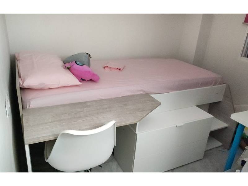 Foto de cliente de Cama Juvenil con Escritorio Valky Blanca y Gris 90x200/190 cm