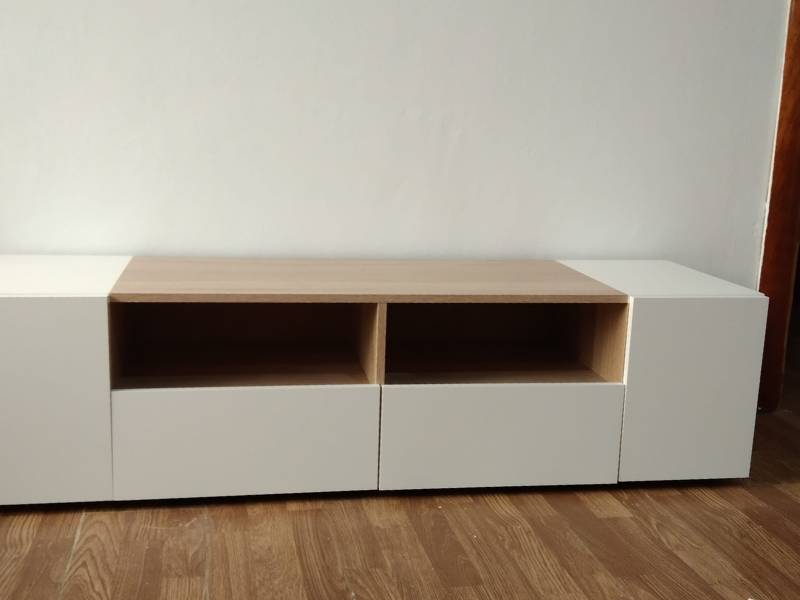 Foto de cliente de Mueble TV Tamiko Salón Comedor Nórdico Blanco Artik Y Roble Canadian 138 cm
