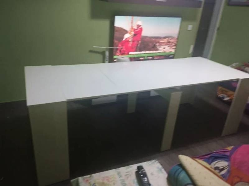 Foto de cliente de Mesa comedor súper extensible Train blanco brillo 5 posiciones 51-237x90 cm