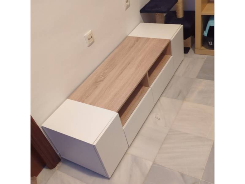 Foto de cliente de Mueble TV Tamiko Salón Comedor Nórdico Blanco Artik Y Roble Canadian 138 cm