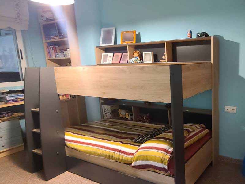 Foto de cliente de Litera Juvenil Mouse Roble Jackson Gris (6 Estantes) 207x164x132 cm