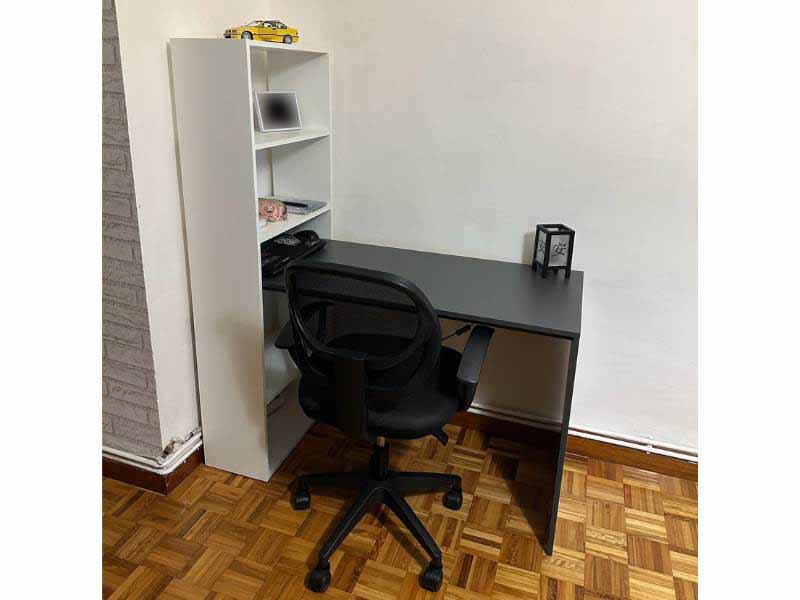 Foto de cliente de Mesa escritorio Duplo con Estantería Blanco y Gris 120 cm